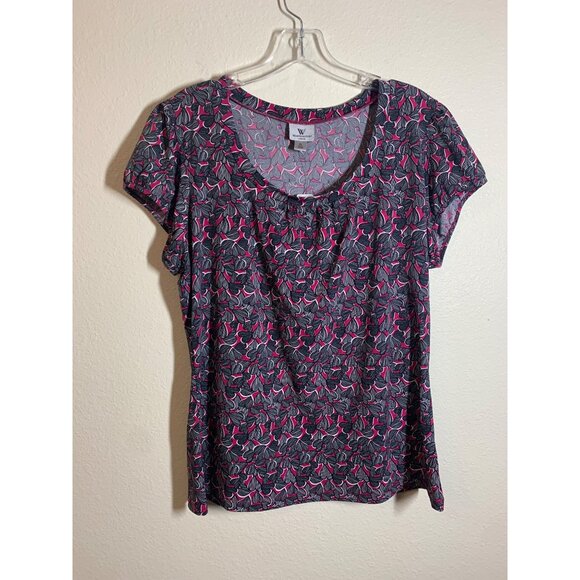 Worthington Tops - NWT Worthington Heart Print Top Women's Size XL Business Casual Pink Office I10